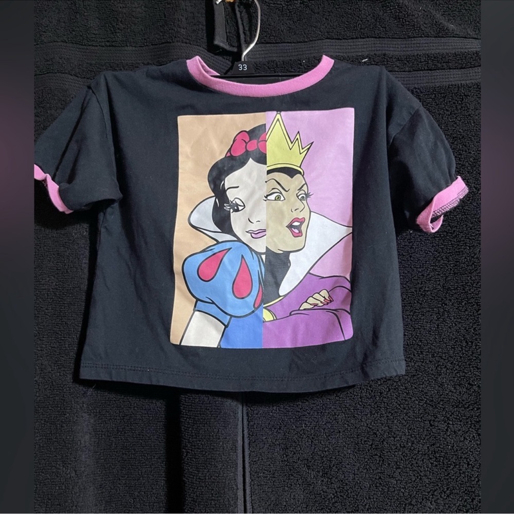 Disney Princess Black Tee with Pink Trim